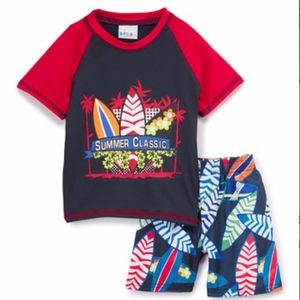 Swim Trunk & Rashguard Surfboard Tropical Set NEW